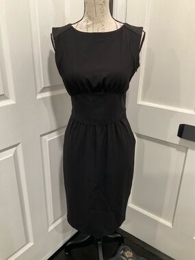 ZARA WOMAN BLACK PLEATED SHEATH DRESS